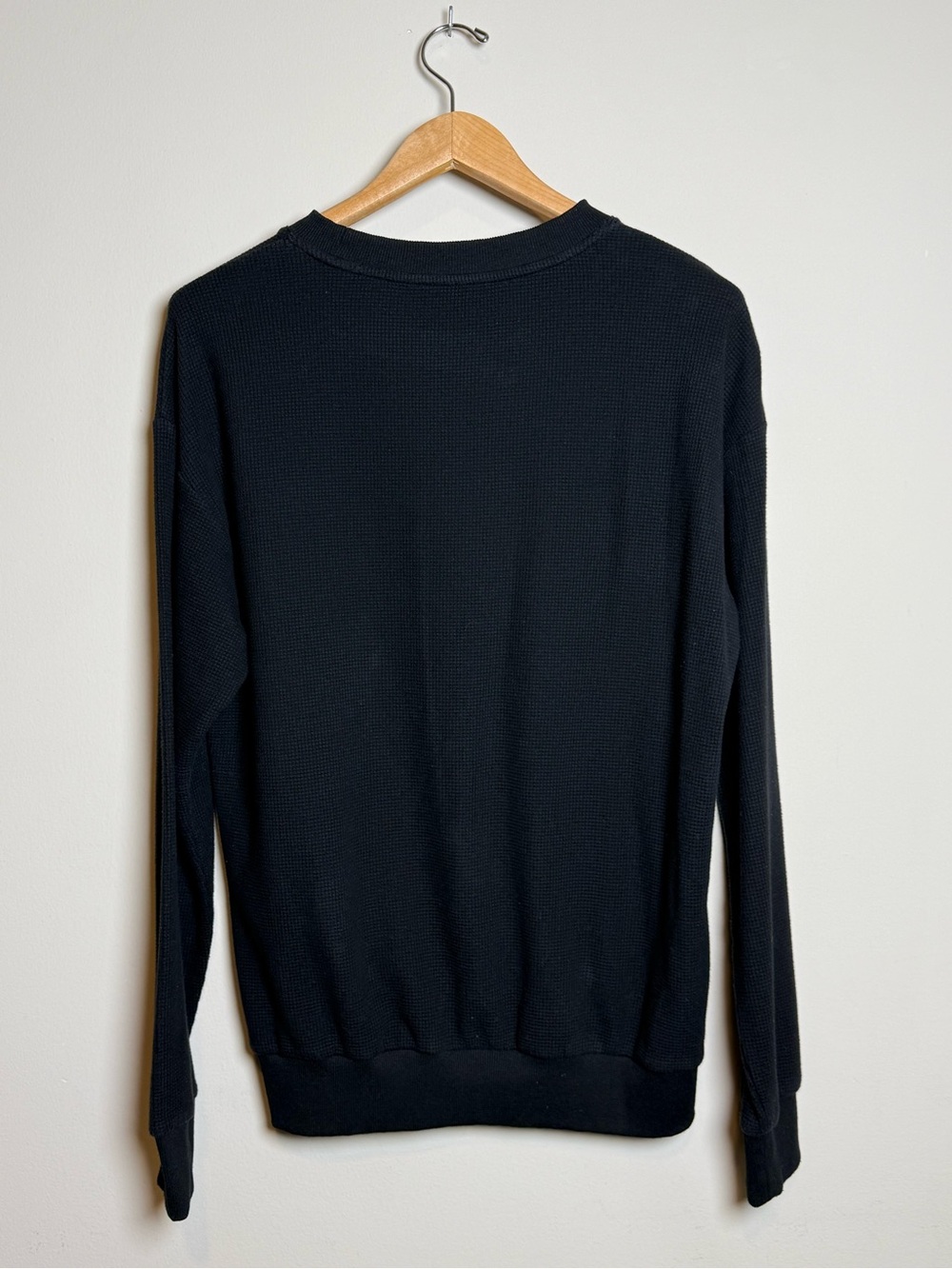 Comfrt Waffle Knit Lounge Set Crewneck Sweatshirt & Wide Leg Pants Black Size M - Picture 3 of 14